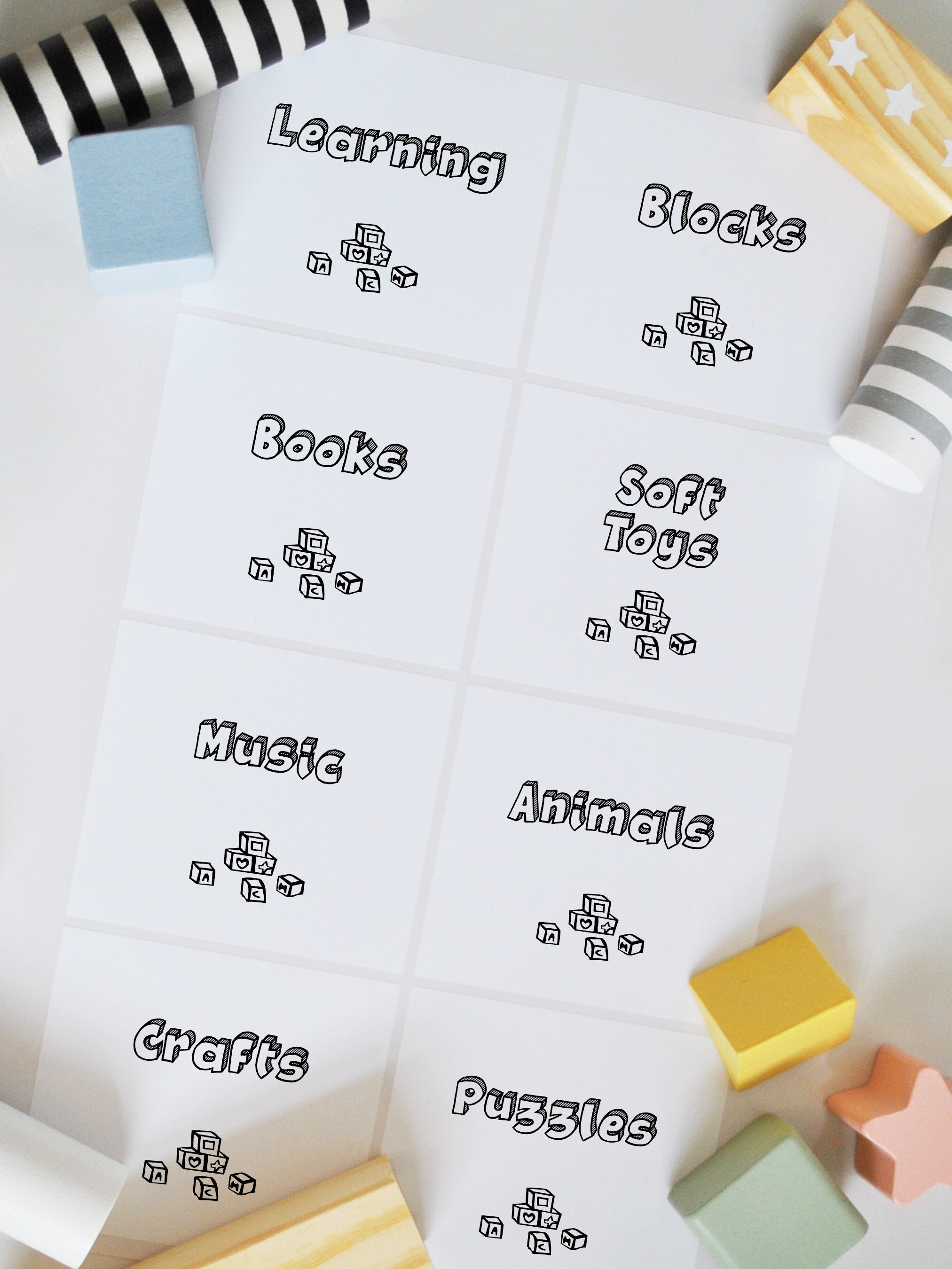 Set of 8 Personalised Water Resistant Organisation Labels For Kids Toys | Children's Storage Collection