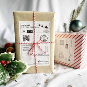 Etiqueta de dirección personalizada 'Santa Mail' / Perfecta para paquetes y cartas enviadas desde el Polo Norte por Papá Noel