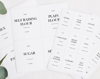 Water Resistant Kitchen Labels: Pantry & Spice Jar Organisation Set