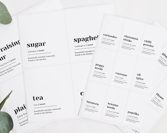 Minimalist Kitchen & Pantry Labels: Water Resistant Starter Set