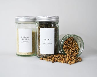 Etiquetas personalizadas para hierbas y especias, resistentes al agua y al aceite, para organizar la cocina (juego de 30 etiquetas)