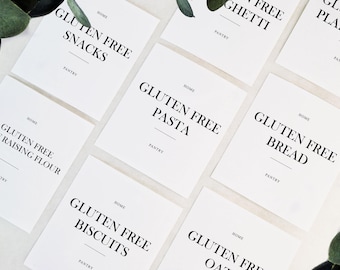Gluten Free Pantry Labels, Waterproof Minimalist Kitchen Organisation