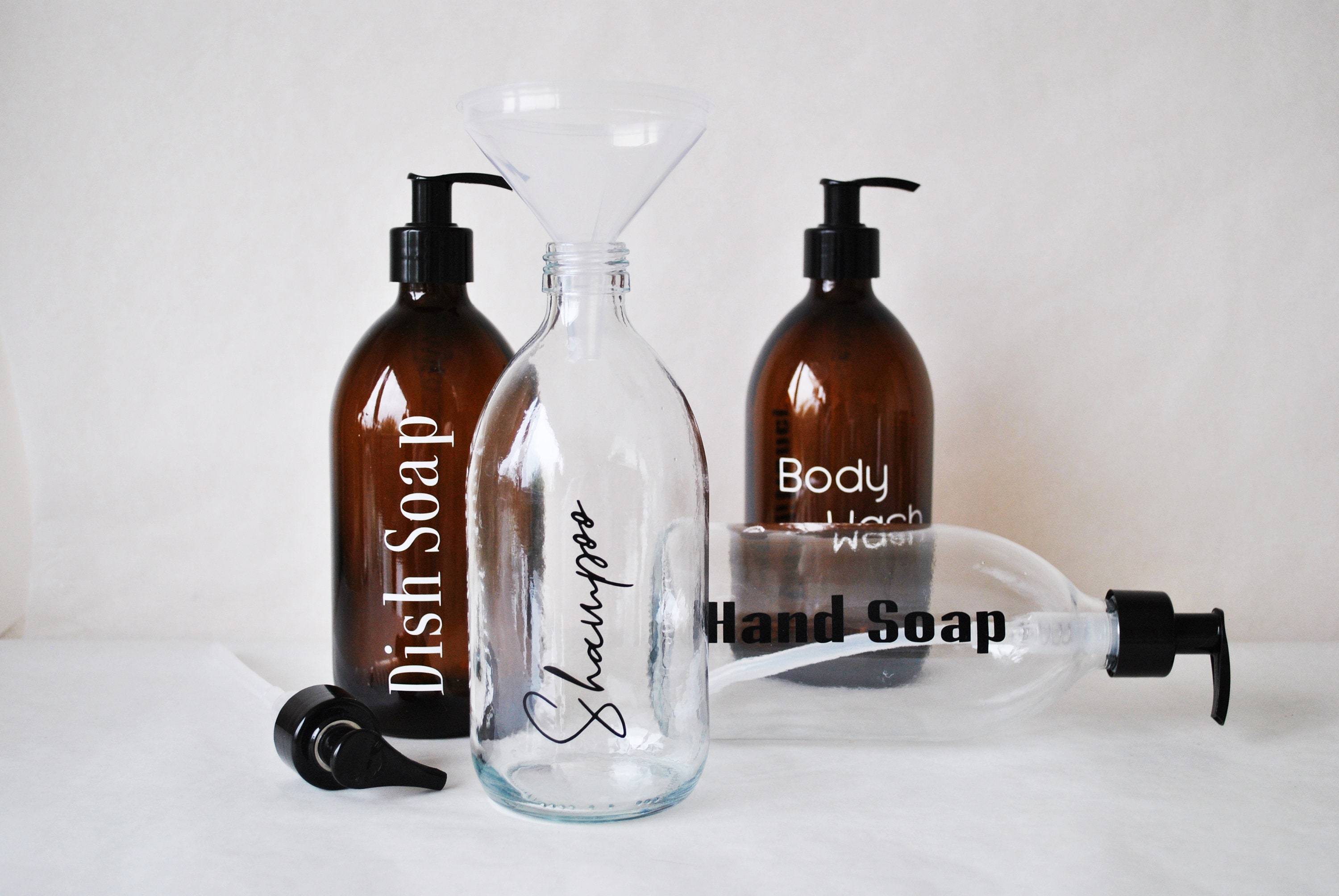 Personalised Glass Pump Bottle 500ml Amber or Clear With Etsy