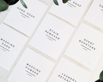 Etiquetas de organización impermeables y personalizadas para la colada, para frascos, botellas o recipientes de almacenamiento.