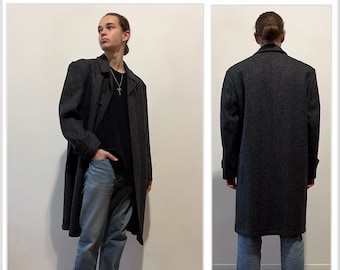 Elegant Vintage Gray O'Riley Wool Coat, size oversized M/L men