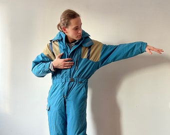 Beautiful Vintage Blue Schoffel Gore-tex Ski suit overall, size oversized M/L men or oversized L/XL women