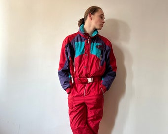 Nice Vintage Red Etirel Ski suit overall, size oversized M/L men or +-XL women