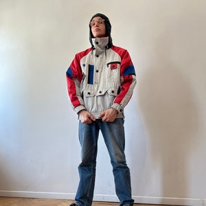 Grey and red jacket sales