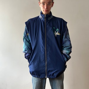 Vintage Blue Odlo Windbreaker Jacket, size oversized L/XL men or oversized XL/2XL women image 2