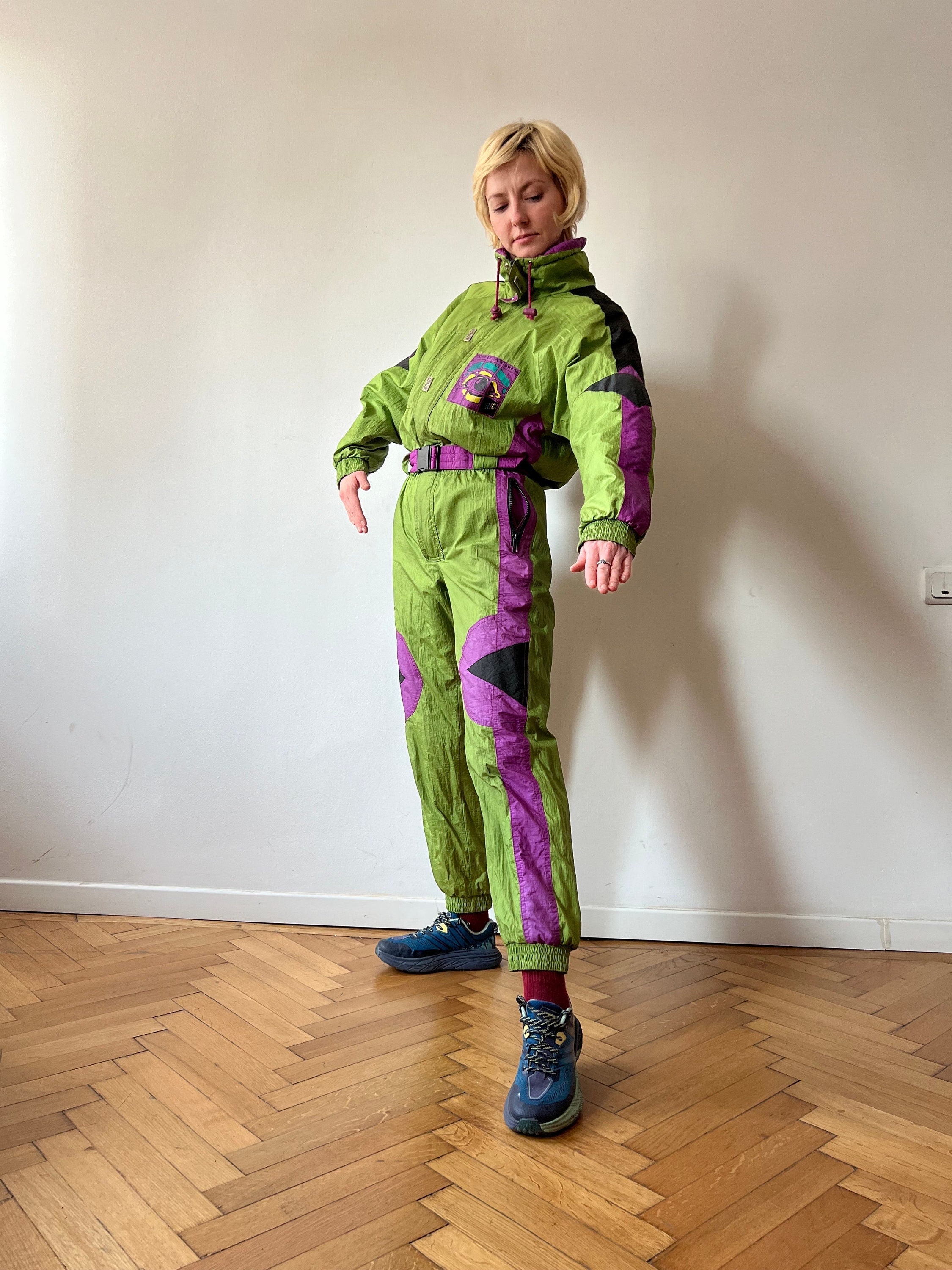 Vivid Green-purple 90s Amici Ski Suit Overall, Made in Austria, Size XS  Women -  UK