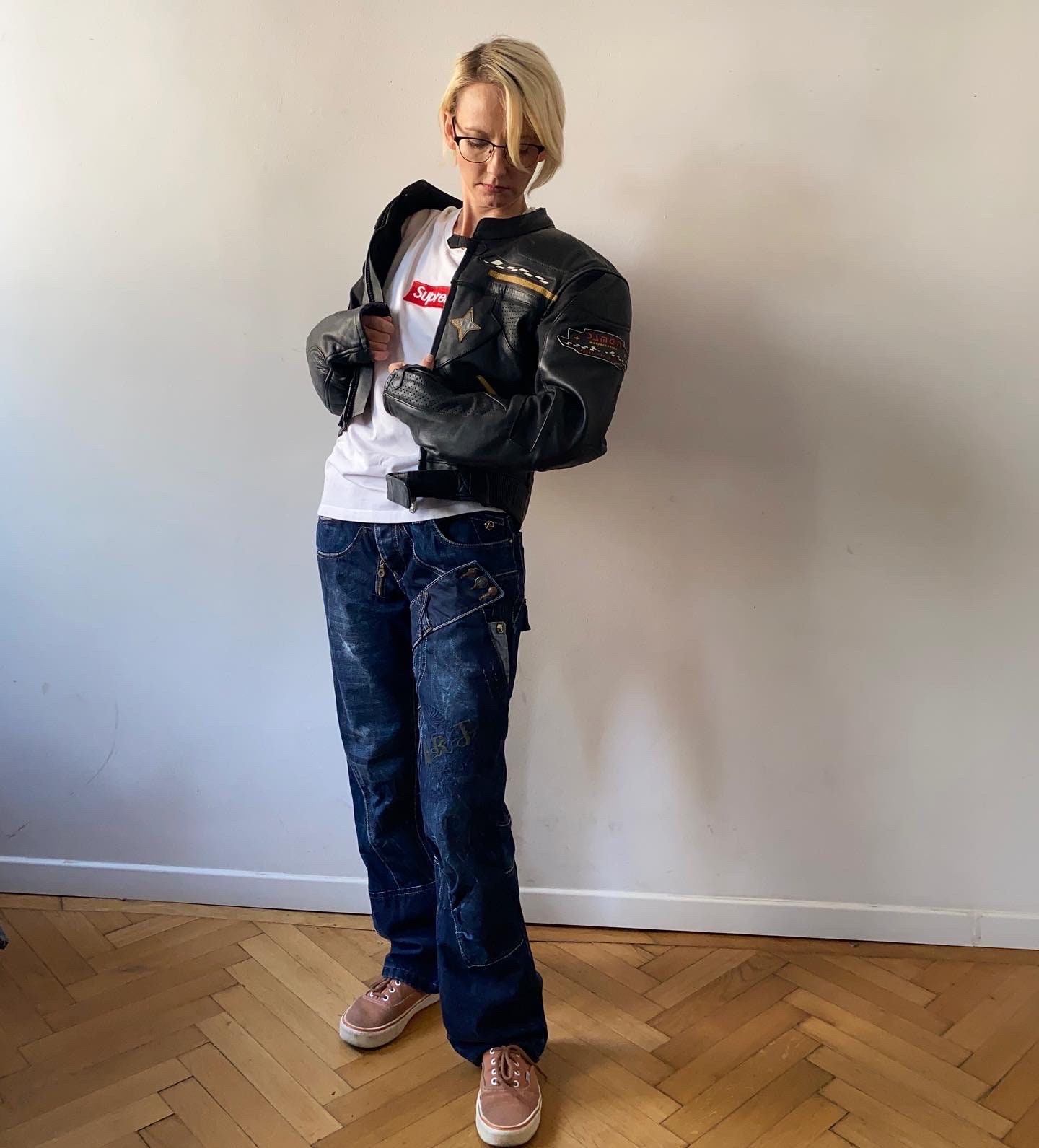 Supre shop leather jacket