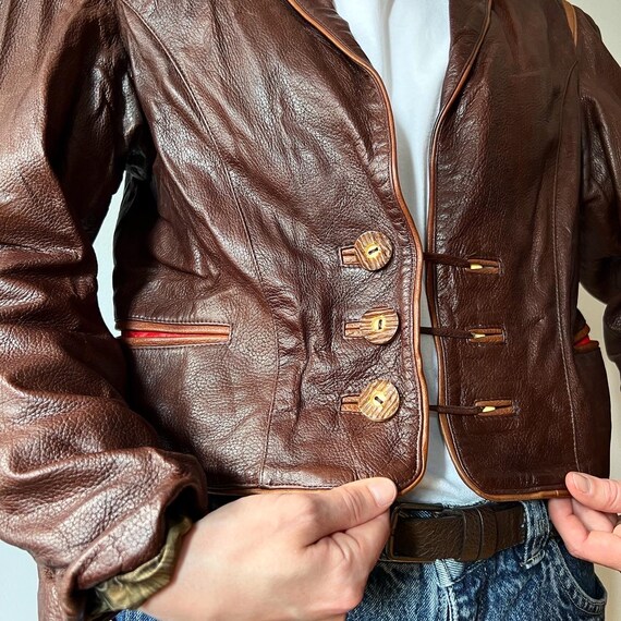 Fantastic Chocolate Brownie Leather Jacket with w… - image 5