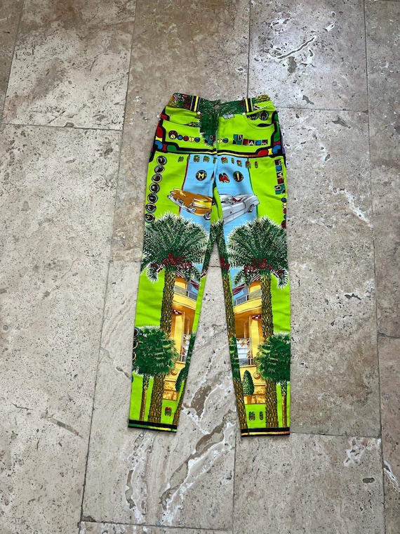 パンツ GIANNI VERSACE archive Snakeprint slacks Gianni Versace FW2000 Wool + Snakeskin Sheer Mesh Cutout