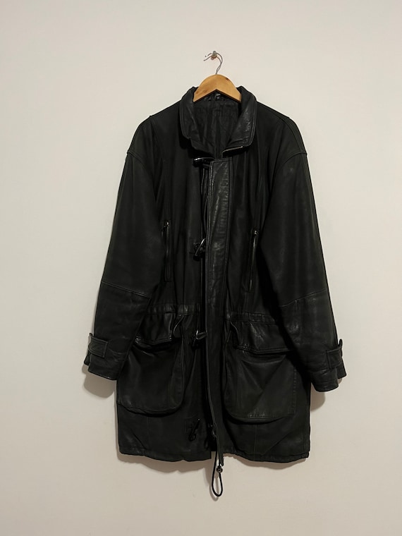 Gorgeous Vintage Black Leather Coat, size L/XL men - image 9