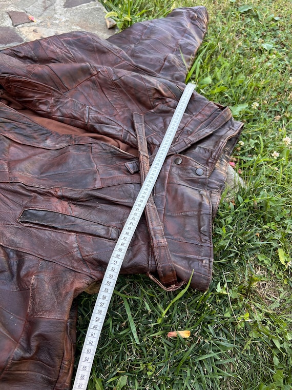 Vintage Burgundy Patchwork Leather Jacket from th… - image 7