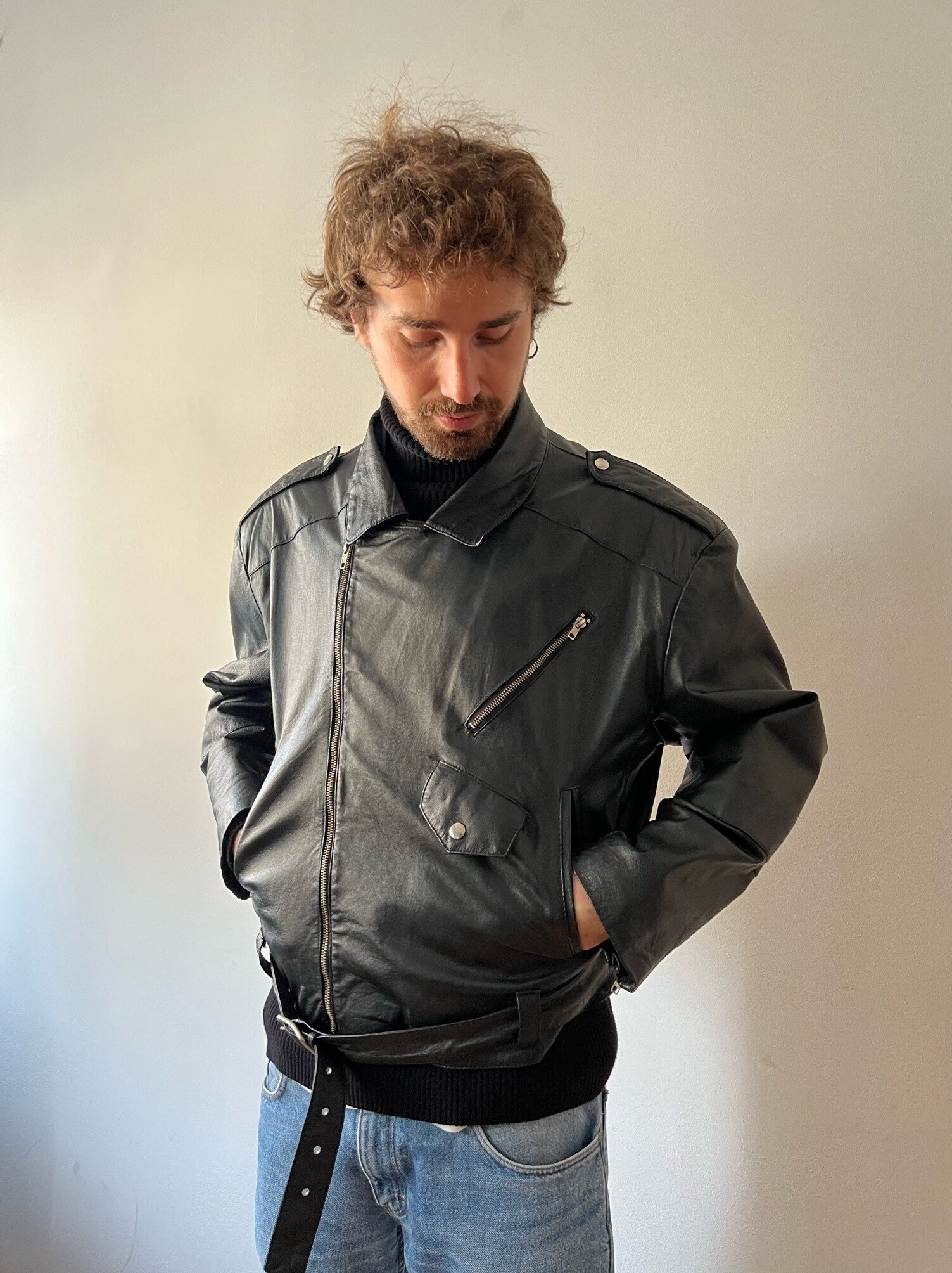 Outstanding Vintage Black John F Gee Leather Jacket, Size Oversized L/XL Men - Etsy Outstanding Vintage Black John F Gee Leather Jacket, Size Oversized L/XL Men - Etsy