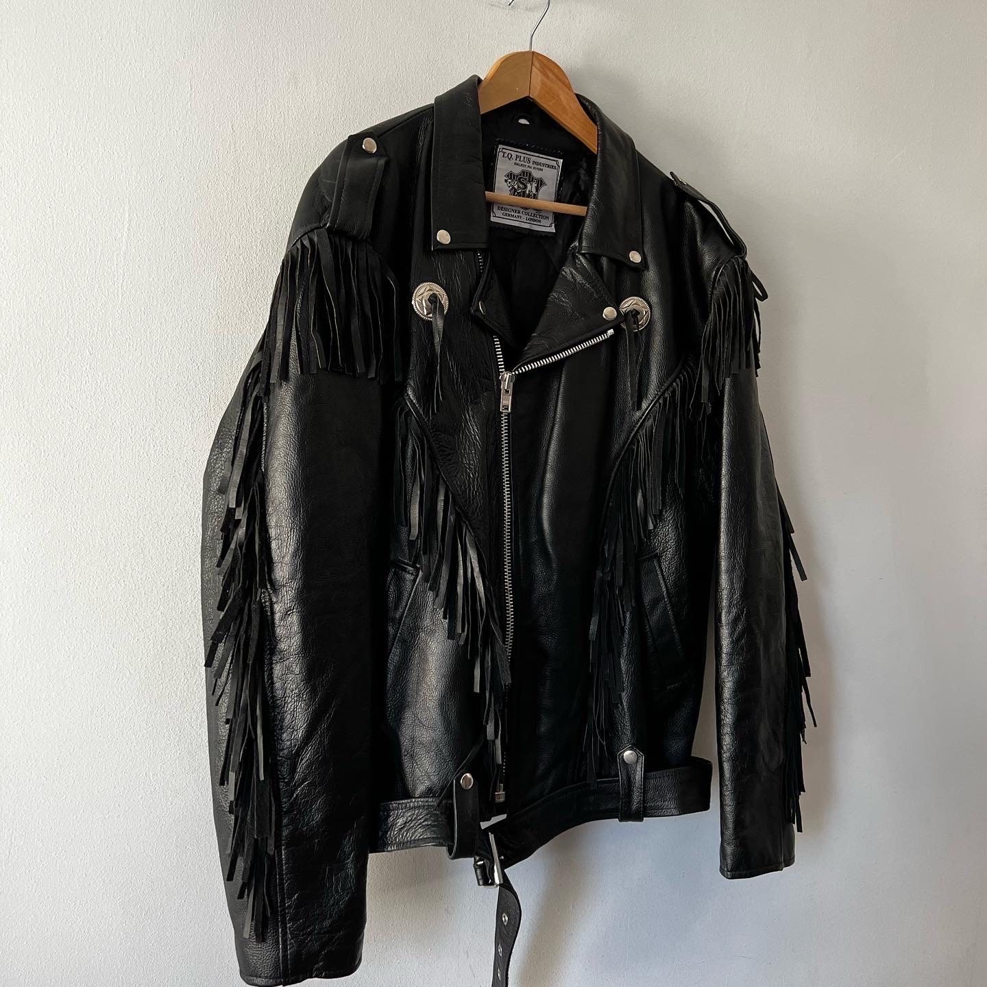 Vintage Western Cowboy Black Statement Fringed Leather Vintage Western Cowboy Black Statement Fringed Leather
