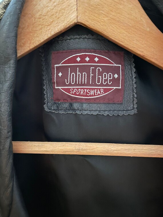 Outstanding Vintage Black John F Gee Leather Jacket, Size