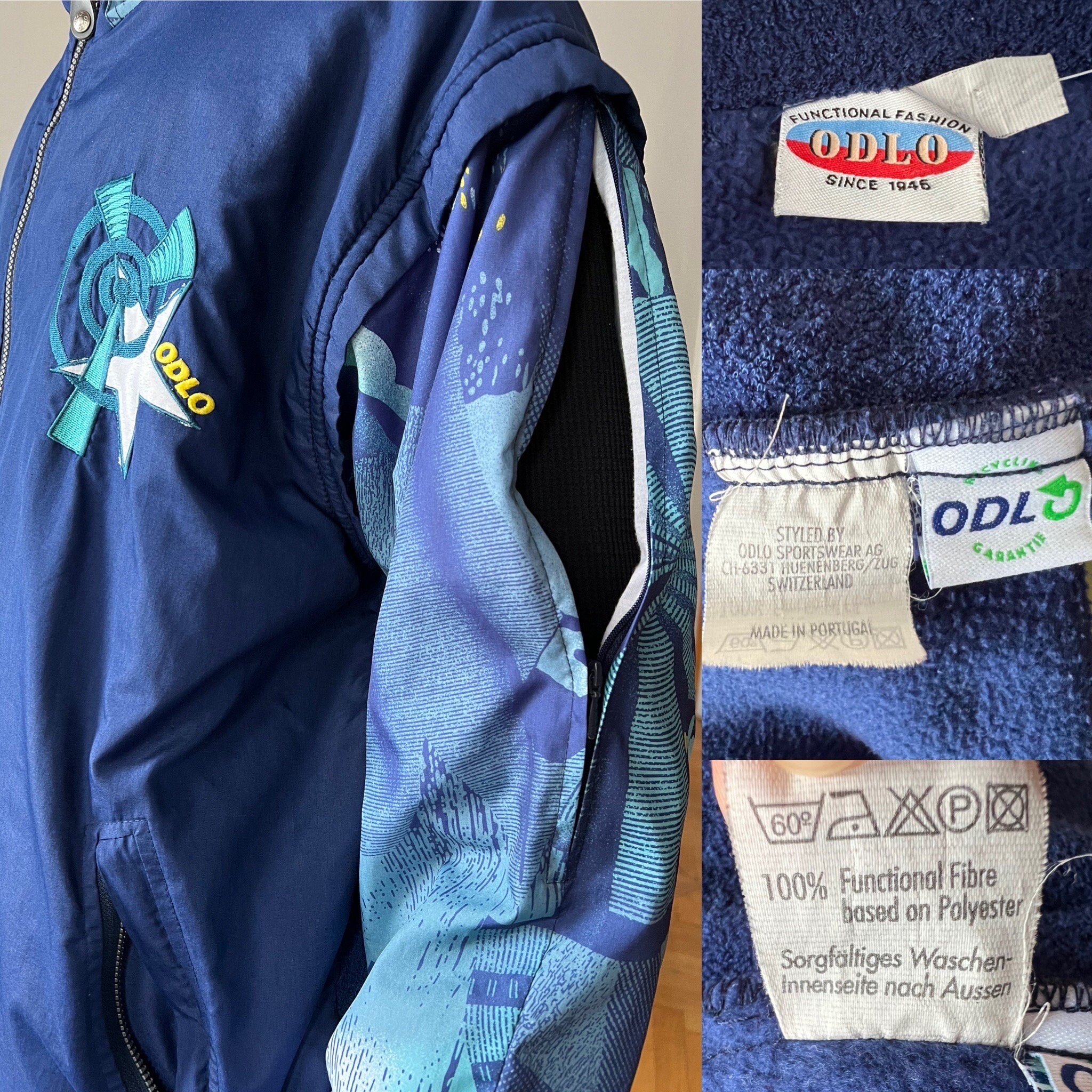 Vintage Blue Odlo Windbreaker Jacket, Size Oversized L/XL