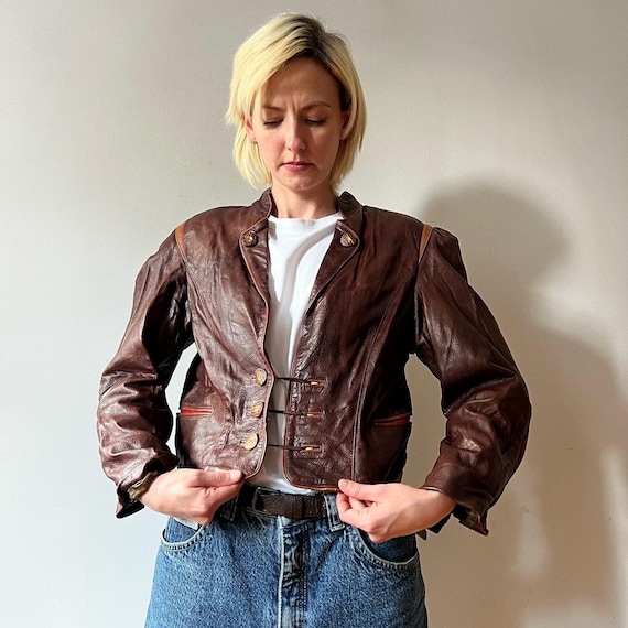 Fantastic Chocolate Brownie Leather Jacket with w… - image 1