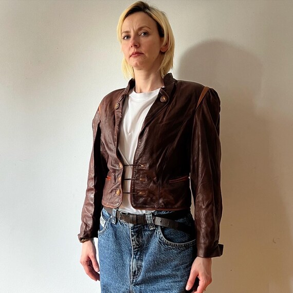 Fantastic Chocolate Brownie Leather Jacket with w… - image 4