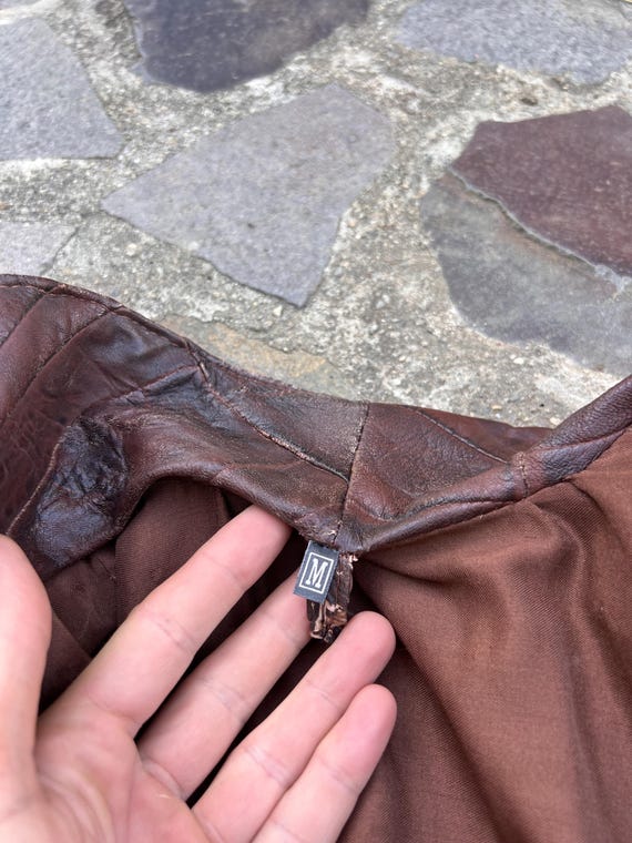 Vintage Burgundy Patchwork Leather Jacket from th… - image 9