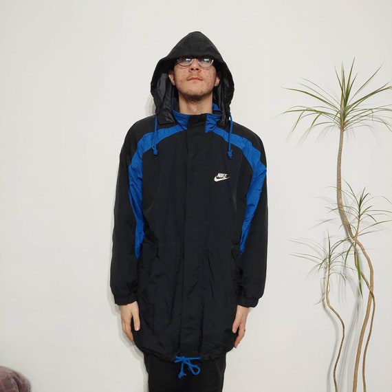 Veste longue coupe vent Nike noire vintage confortable doublure en polaire chaude taille L XL pour hommes Etsy France