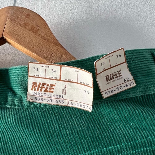 Vintage Emerald Green Rifle Corduroy Cotton trousers/pants, Size Waist shops 31, Inseam 34 inches