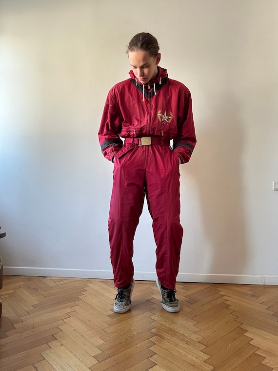 Beautiful Vintage Burgundy Bogner Ski Suit Overall, Size Beautiful Vintage Burgundy Bogner Ski Suit Overall, Size