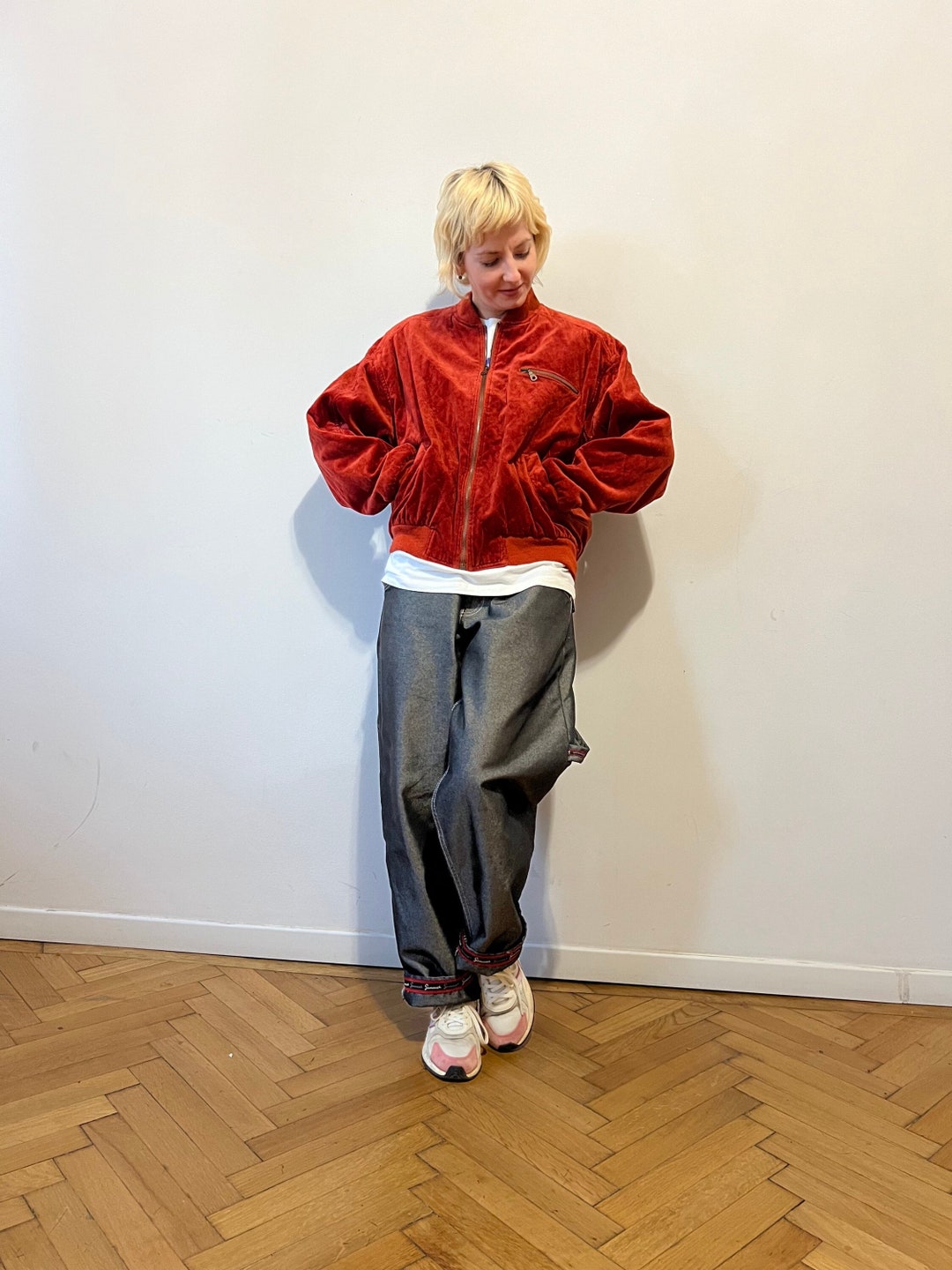 Vintage Soft Velvety Copper Bomber Jacket Size Oversized M/L Etsy