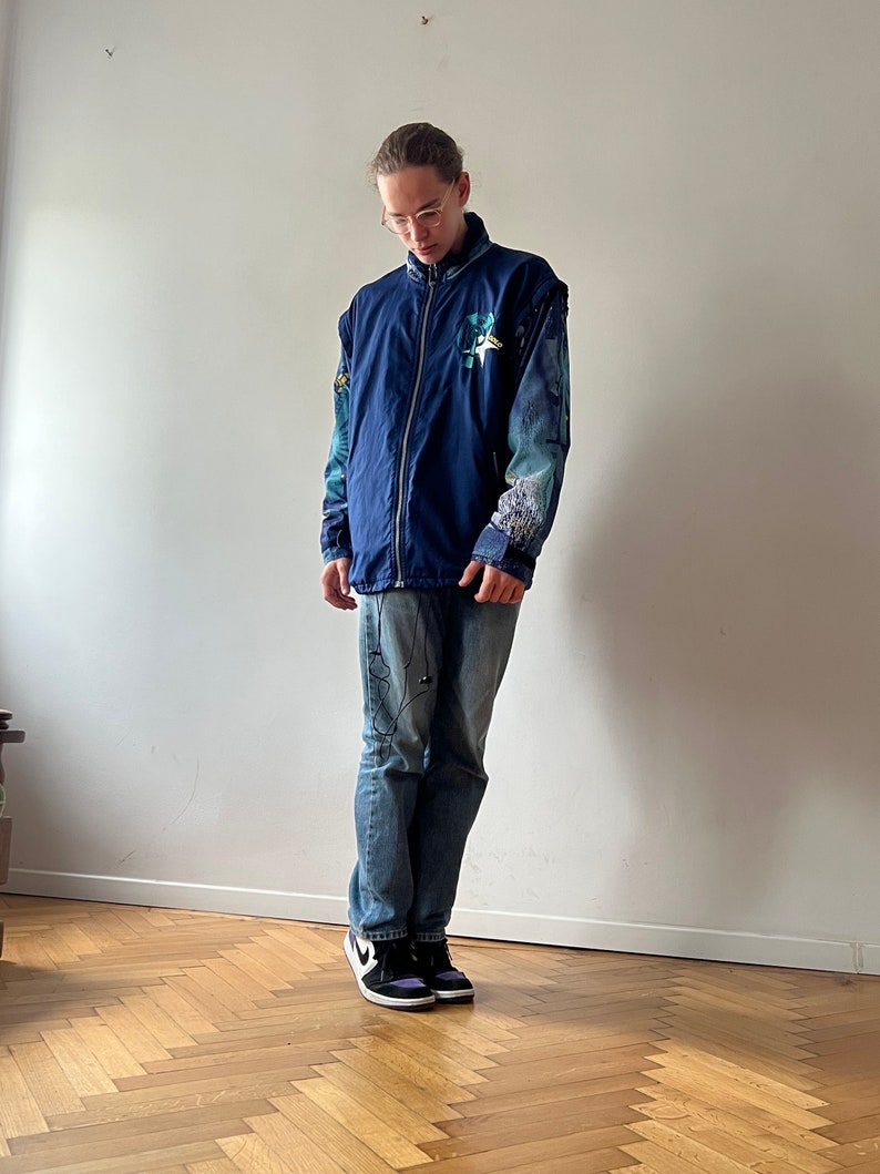 Vintage Blue Odlo Windbreaker Jacket, size oversized L/XL men or oversized XL/2XL women image 5