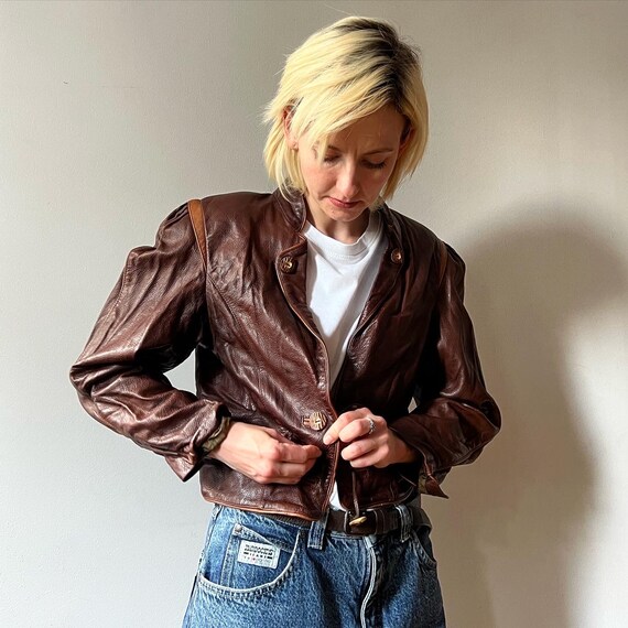 Fantastic Chocolate Brownie Leather Jacket with w… - image 3