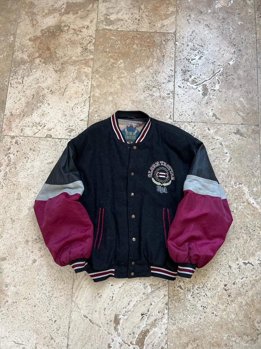 Vintage Retro Globe Trotter Canadian Legend USA College Wool