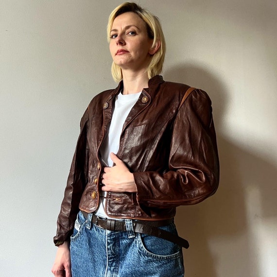 Fantastic Chocolate Brownie Leather Jacket with w… - image 8