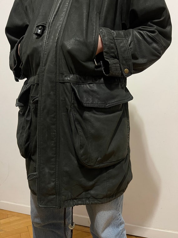 Gorgeous Vintage Black Leather Coat, size L/XL men - image 8
