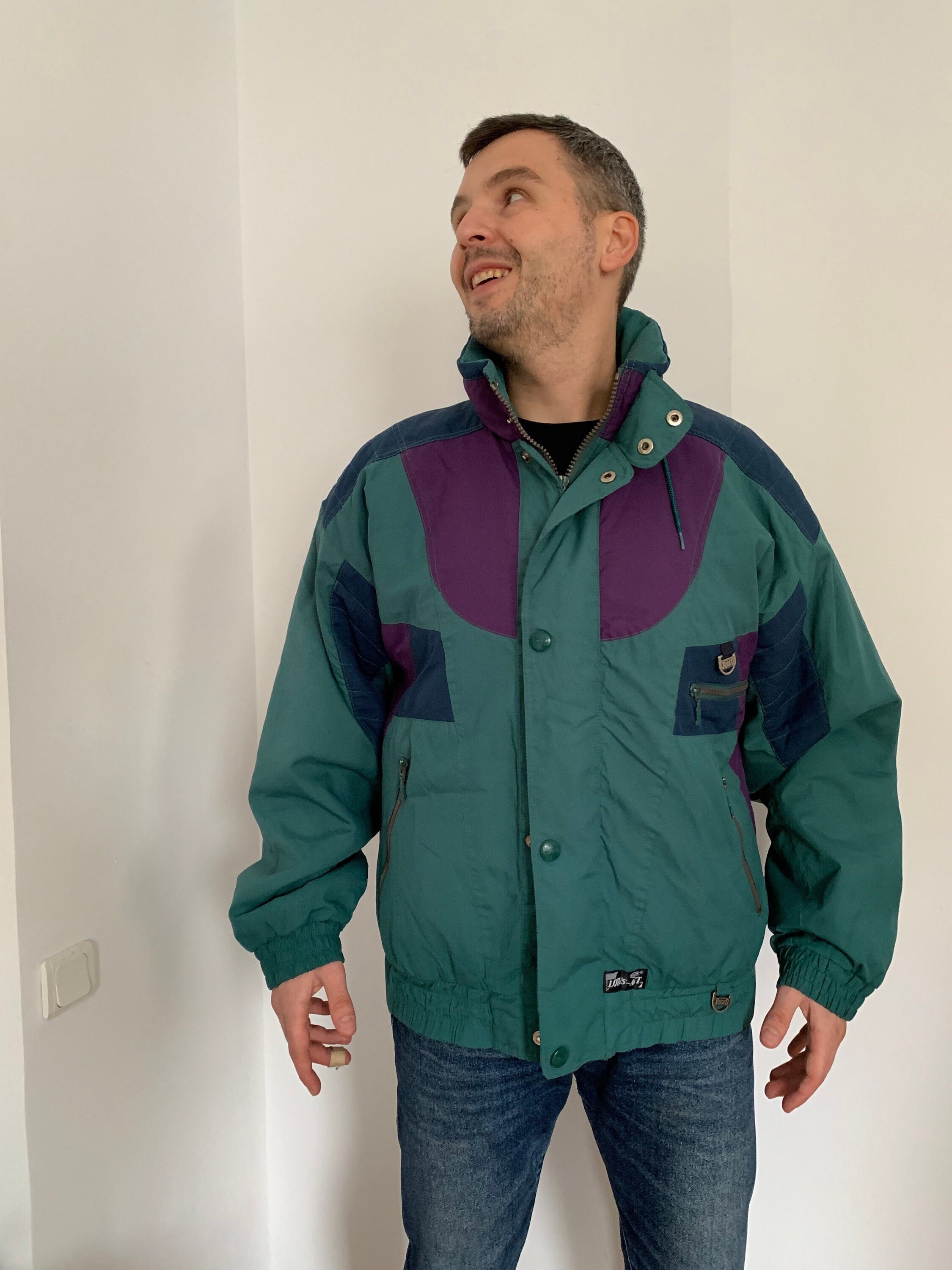 EUR vintage 90's Zip テーラードジャケット Vintage Columbia Jacket Mens M Red Down Reversible Zip Bomber Ski