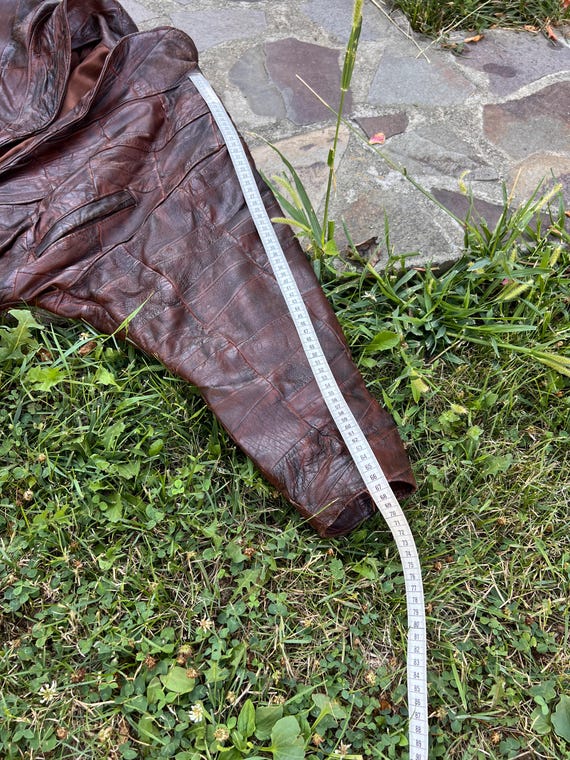 Vintage Burgundy Patchwork Leather Jacket from th… - image 8