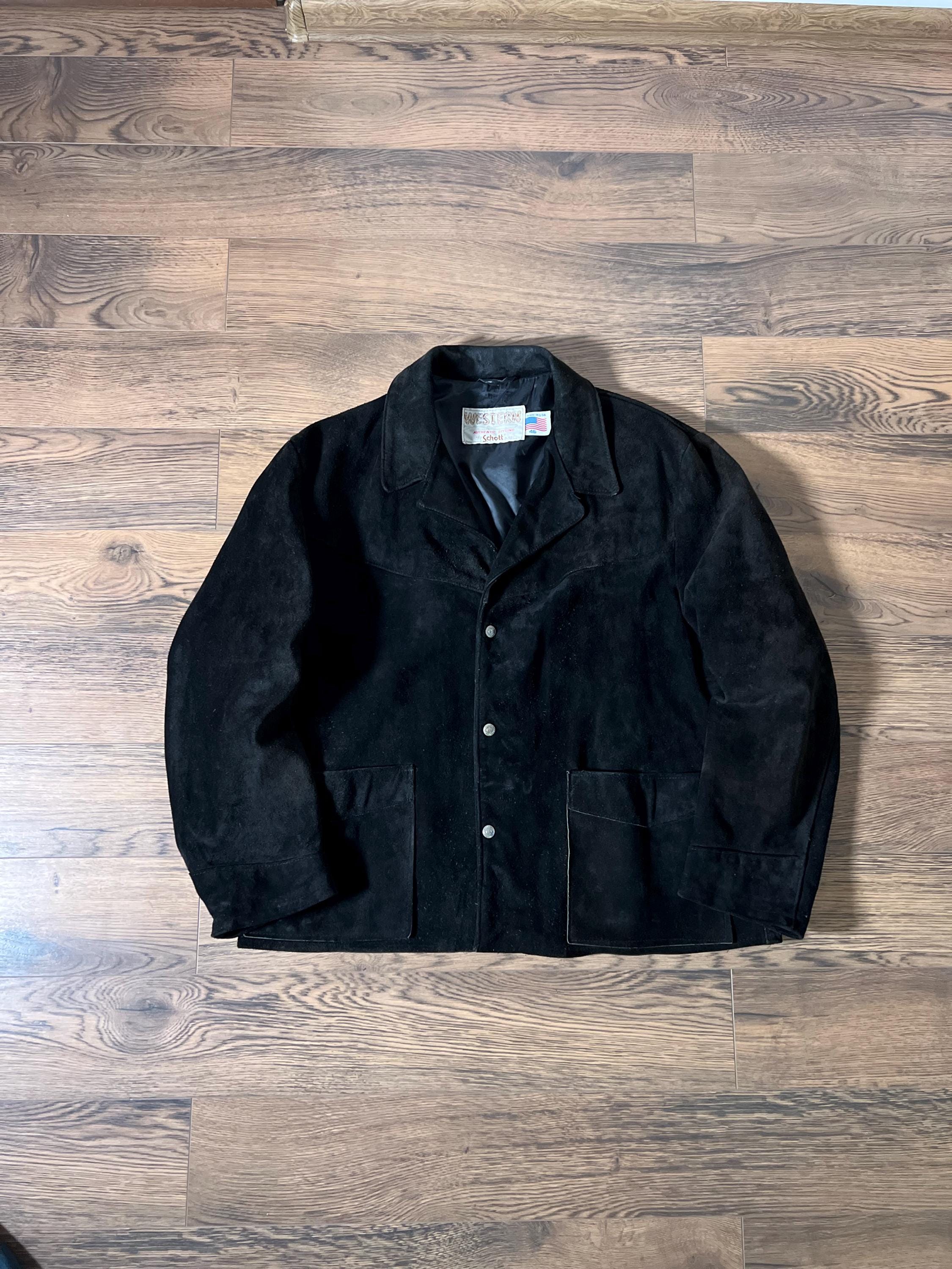 Vintage 80s Schott NYC Cowboy Western Thick Suede Leather