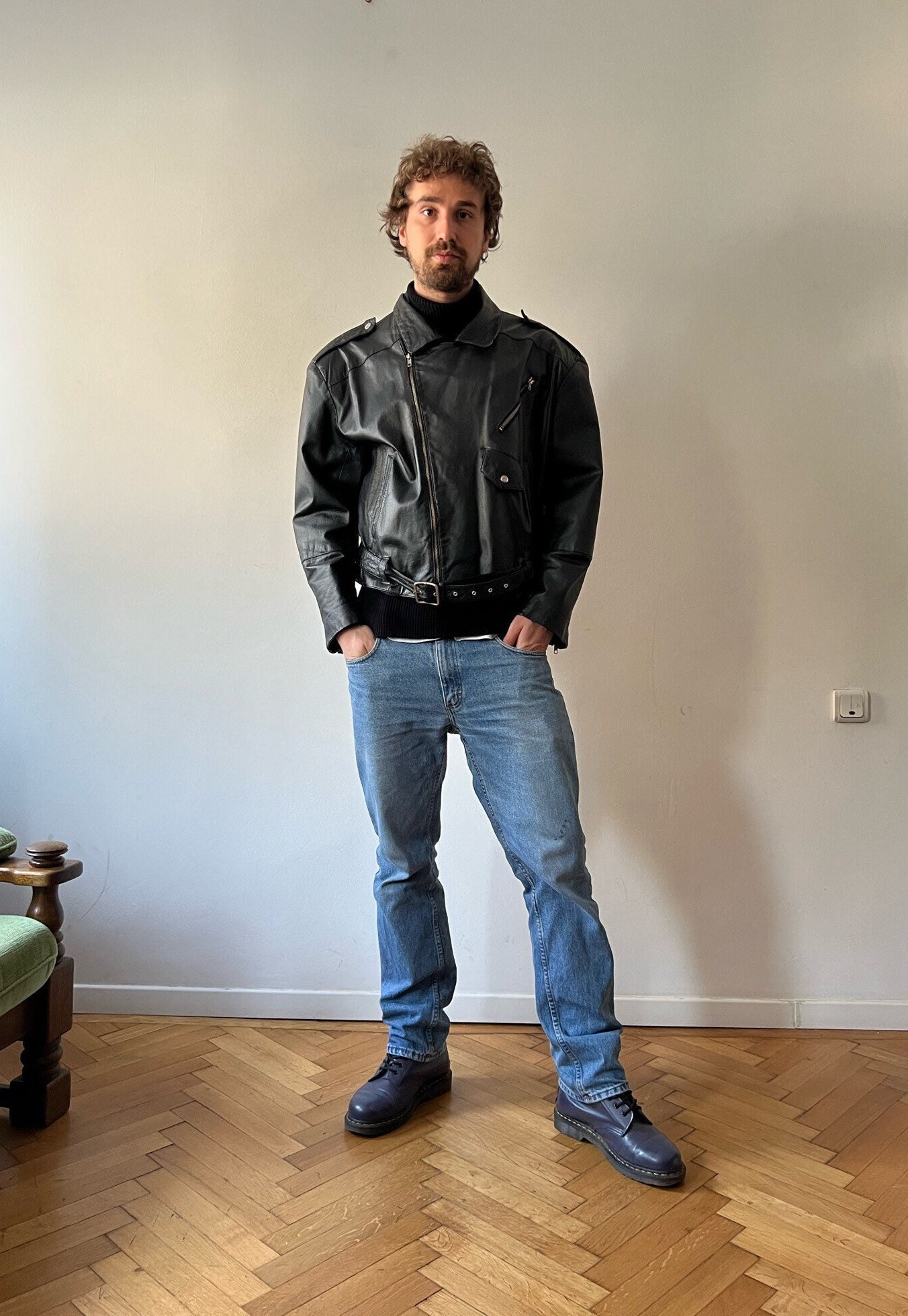 Outstanding Vintage Black John F Gee Leather Jacket, Size Outstanding Vintage Black John F Gee Leather Jacket, Size