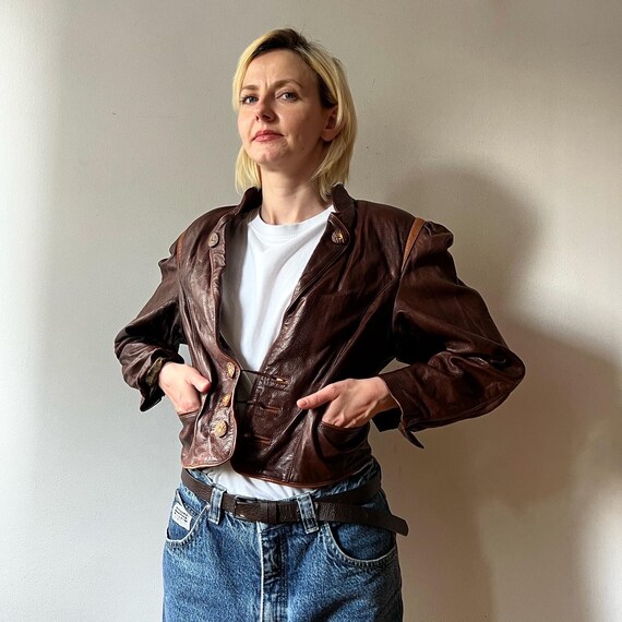 Fantastic Chocolate Brownie Leather Jacket with w… - image 7