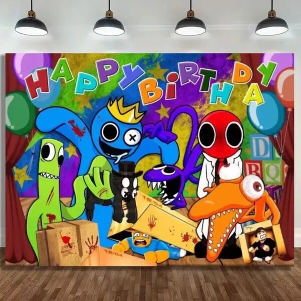 Rainbow Birthday Cake Banner - 8 in tall and across