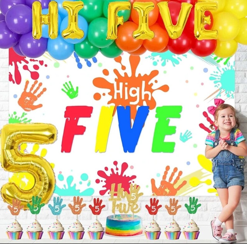 5th Birthday Party Decorations High Five Birthday Backdrop Etsy 5th-birthday-party-decorations-high-five-birthday-backdrop-etsy