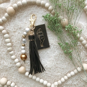 Black and Gold Body Positivity Leather Keychain- Polymer Clay Accessories |Women Empowerment|Handmade|Fashion|Painted|Glittery|Light Weight
