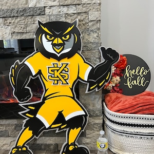 3d Wooden Scrappy the owl Wall Art. Kennesaw State’s Mascot