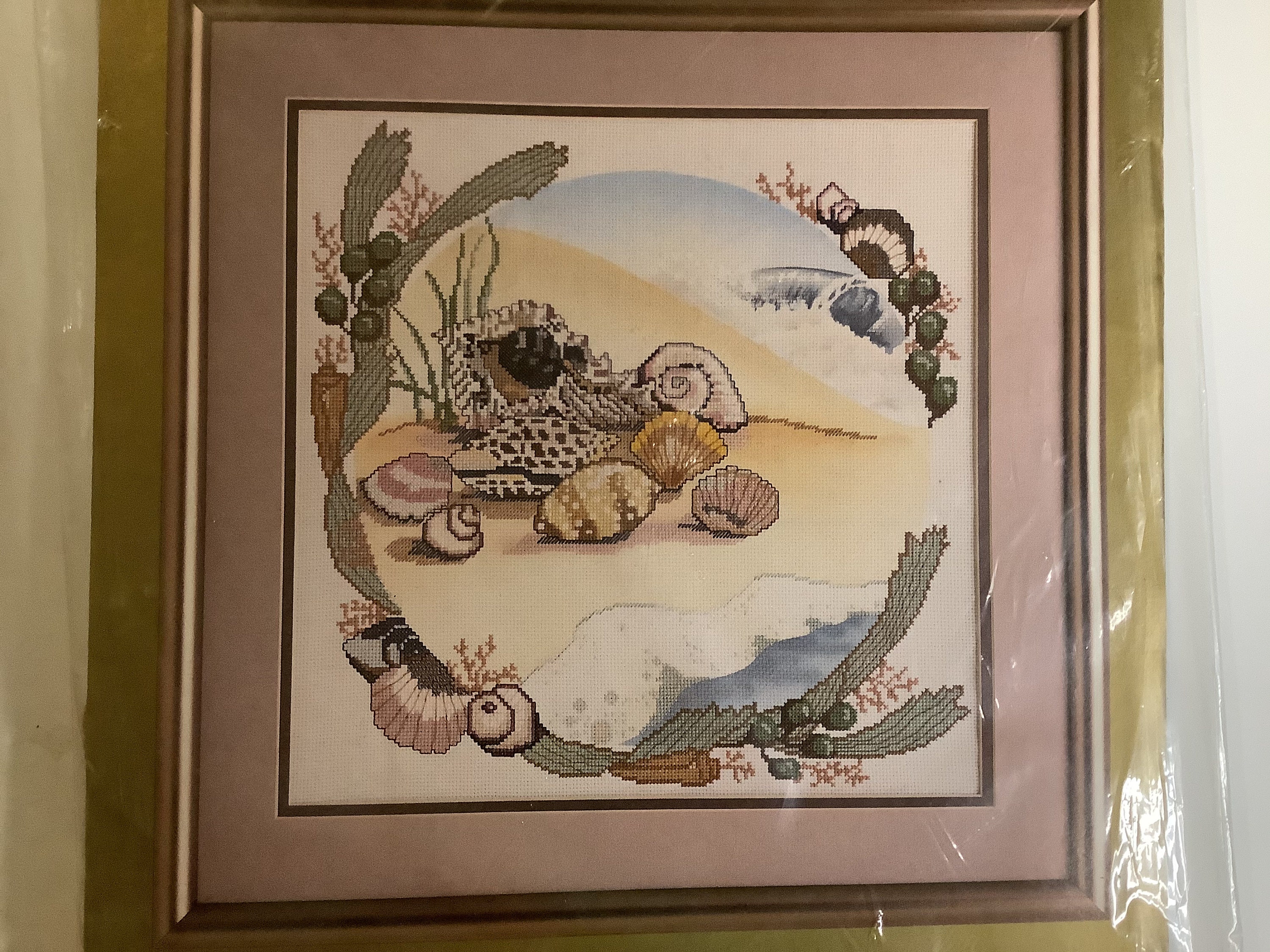 Beach Shell Scene Counted Cross Stitch Kit Printed Fabric Etsy