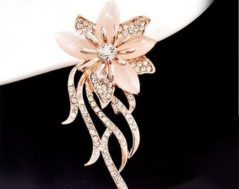 Broches Opale Pierre Strass Broche Or Couleur Fleur Bouquet Broche Pin Mariage Mariage Bijoux Cadeau