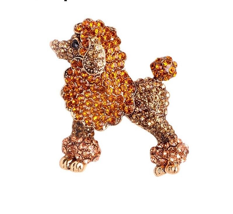 Pins Brooches Poodle Crystal Dog Brooch Karfitsa Skylos Me Krystalla main image 0