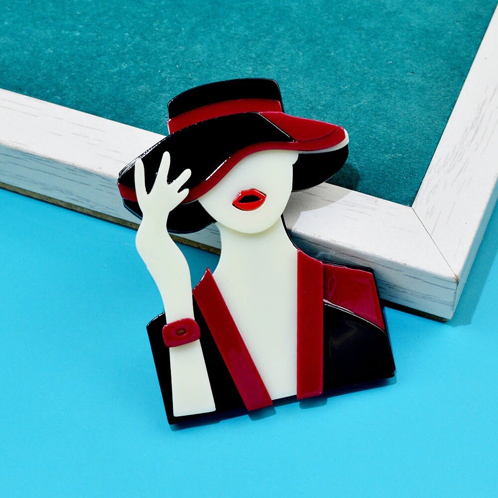 Creative Elegant Design Figure Lady Brooch Pins for Women Girl Acrylic ...