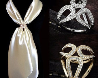 Luxury Scarf Buckle Wedding Hoop Brooch Pins for Women Crystal Holder Silk Shawl Buckle Ring Clip Scarf Jewelry Gift