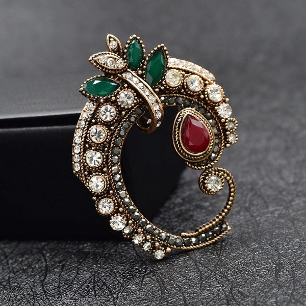 Rhinestone Vintage Fashion Brooches For Women Red Bead Retro Brooch Pin Jewelry Available Good Gift